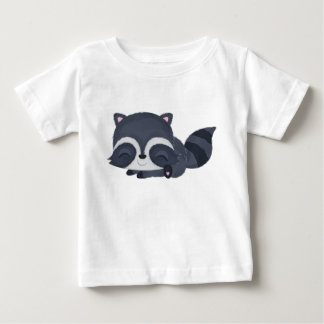 Cute Sleepy Baby Raccoon Cartoon T-Shirt
