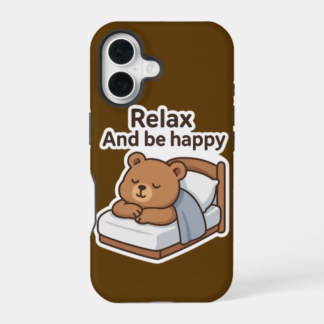 Cute Sleepy Bear Sticker iPhone 16 Case (Back)