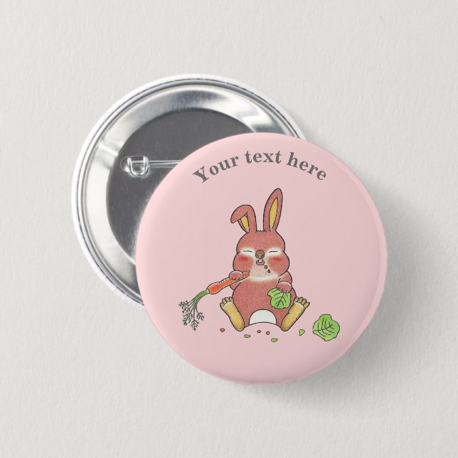 Cute Sleepy Bunny Rabbit Pink 2 Inch Round Button (Front & Back)