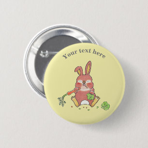 Cute Sleepy Bunny Rabbit Yellow 2 Inch Round Button
