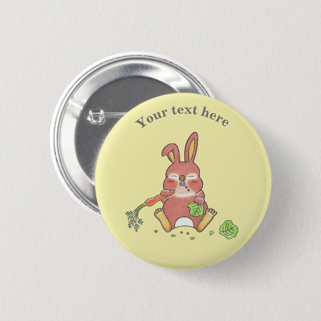 Cute Sleepy Bunny Rabbit Yellow 2 Inch Round Button (Front & Back)