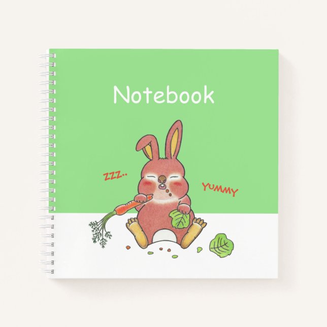 Cute Sleepy Bunny Square Custom Notebook  (Front)