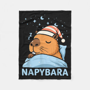 Cute Sleepy Capybara Funny Napybara Pajamas  Fleece Blanket