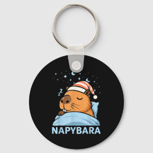 Cute Sleepy Capybara Funny Napybara Pajamas  Keychain