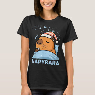 Cute Sleepy Capybara Funny Napybara Pajamas T-Shirt