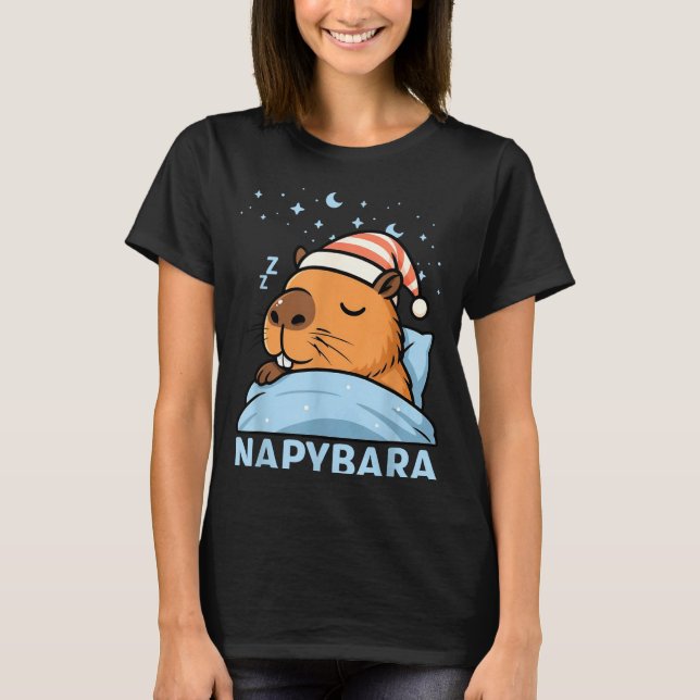 Cute Sleepy Capybara Funny Napybara Pajamas  T-Shirt (Front)