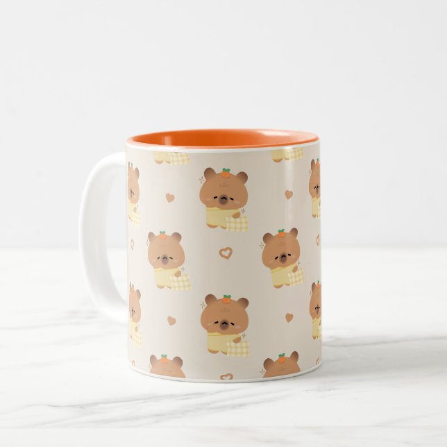 Cute Sleepy Capybara Two-Tone Coffee Mug (Front Left)