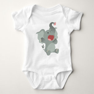 Cute Sleepy Cartoon Elephant  Baby T-Shirt Bodysuit