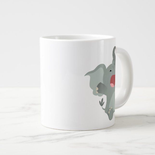 Cute Sleepy Cartoon Elephant Jumbo Mug (Front Right)