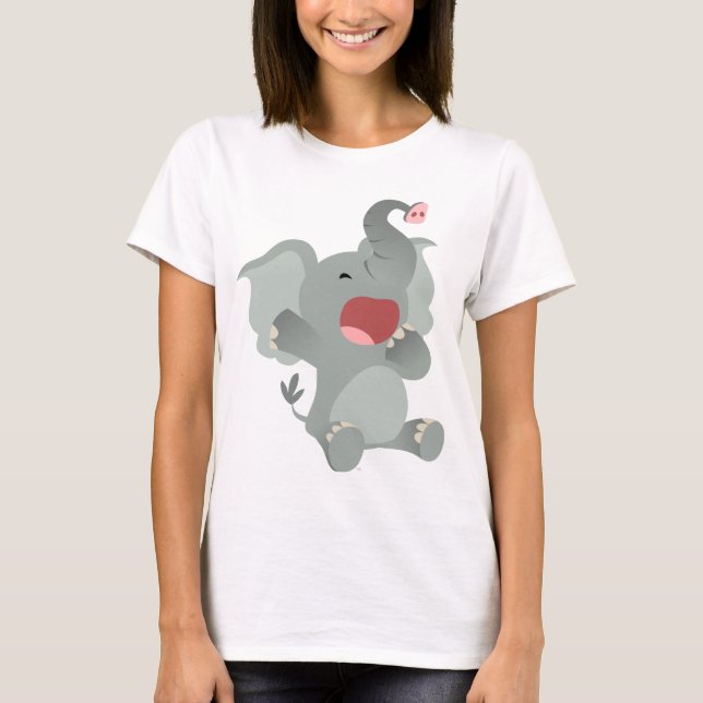 Cute Sleepy Cartoon Elephant  Women T-Shirt (Front)