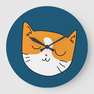 Cute Sleepy Cat  Large Clock