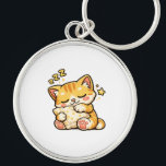 Cute Sleepy Cat Pillow Keychain<br><div class="desc">Adorable sleepy cat hugging a soft pillow in a cozy kawaii style. Perfect for cat lovers and fans of cute relaxing designs. Great for stickers,  mugs,  phone cases and gifts.</div>