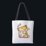 Cute Sleepy Cat Pillow Tote Bag<br><div class="desc">Adorable sleepy cat hugging a soft pillow in a cozy kawaii style. Perfect for cat lovers and fans of cute relaxing designs. Great for stickers,  mugs,  phone cases and gifts.</div>