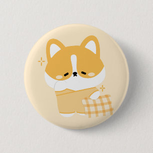 Cute Sleepy Corgi 2 Inch Round Button