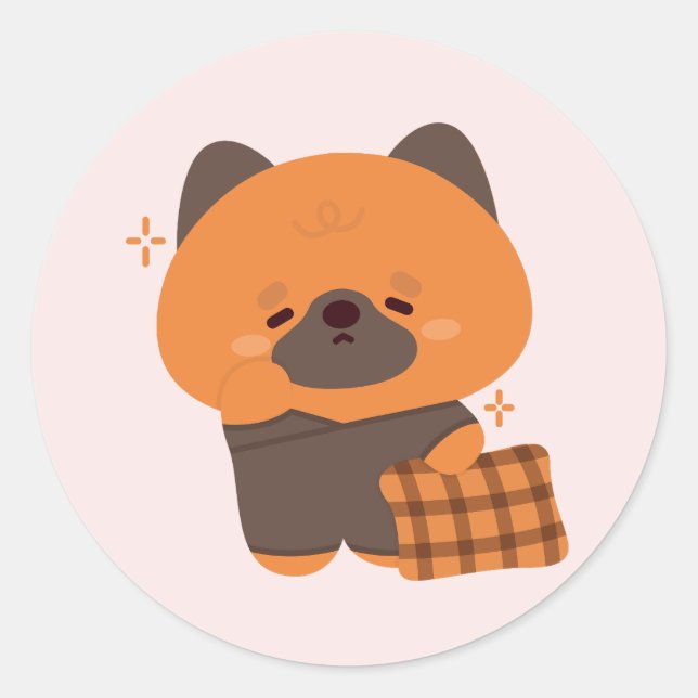 Cute Sleepy German Shepherd  Classic Round Sticker (Front)