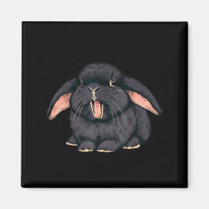 Cute Sleepy Holland Lop Rabbit Yawn Black Bunny Wa Magnet