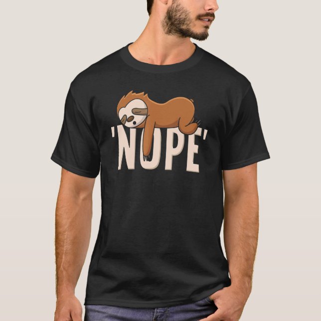 Cute Sleepy Lazy Sloth Design T-Shirt (Front)