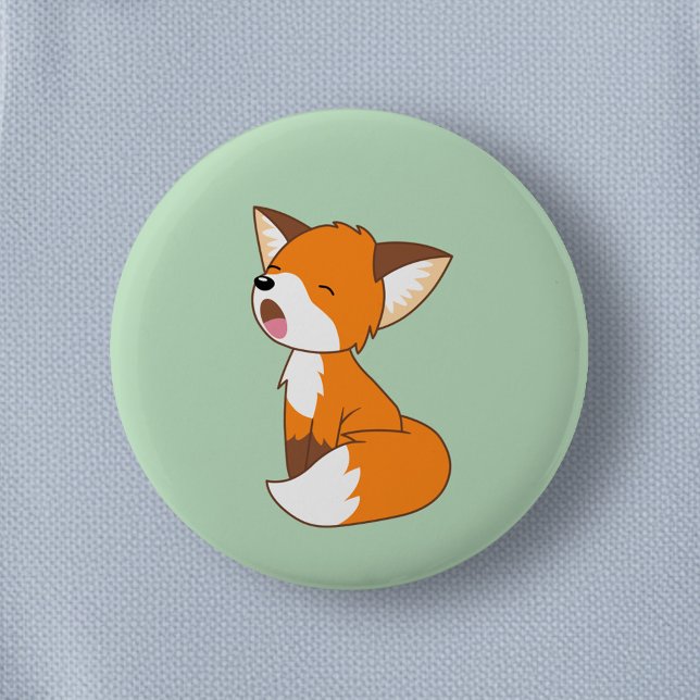 Cute Sleepy Little Fox 2 Inch Round Button (Creator Uploaded)