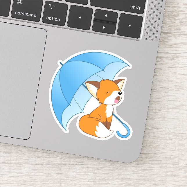 Cute Sleepy Little Fox under Umbrella (Detail)