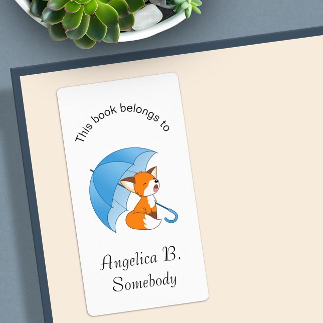 Cute Sleepy Little Fox under Umbrella Bookplate (Creator Uploaded)