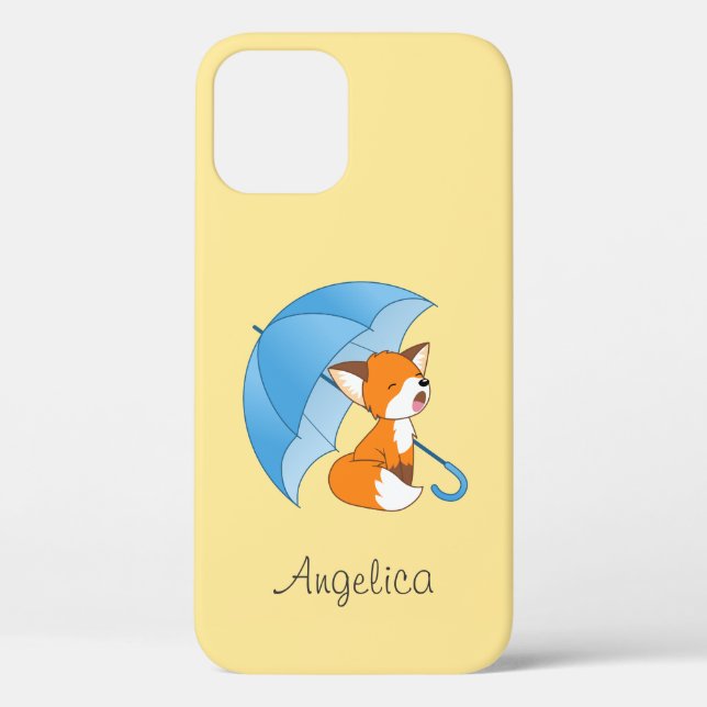 Cute Sleepy Little Fox under Umbrella Case-Mate iPhone Case (Back)