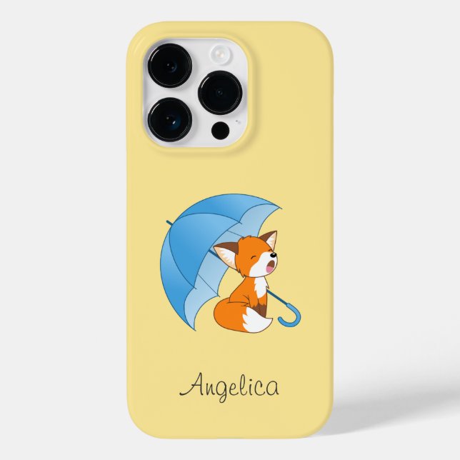 Cute Sleepy Little Fox under Umbrella Case-Mate iPhone Case (Back)