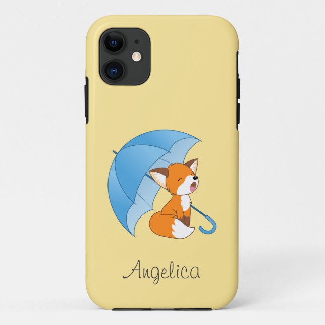 Cute Sleepy Little Fox under Umbrella Case-Mate iPhone Case (Back)