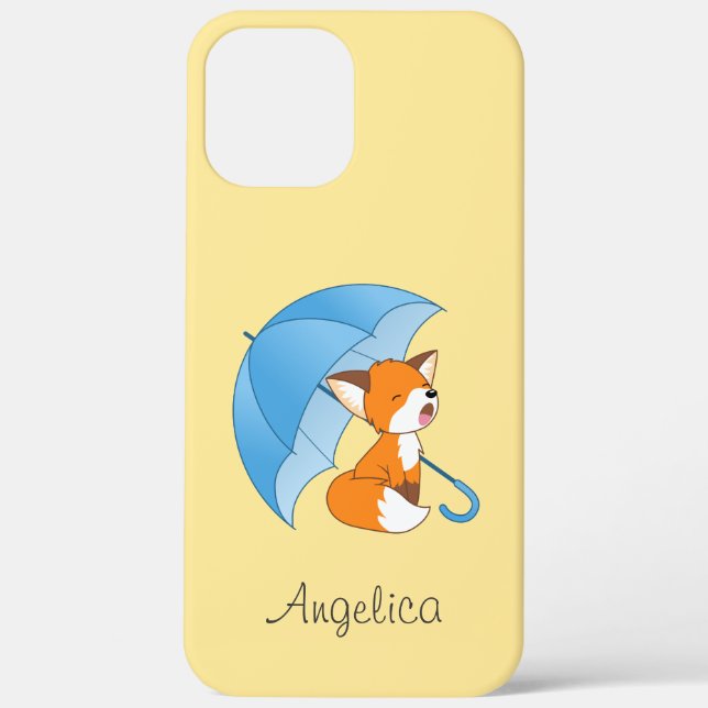 Cute Sleepy Little Fox under Umbrella Case-Mate iPhone Case (Back)