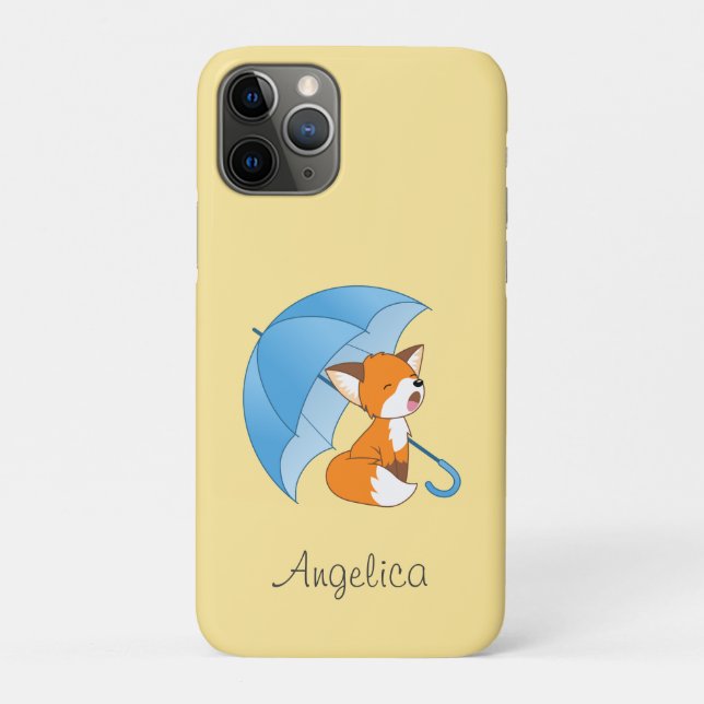 Cute Sleepy Little Fox under Umbrella Case-Mate iPhone Case (Back)