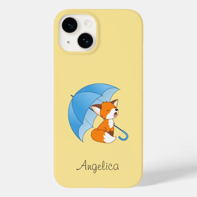 Cute Sleepy Little Fox under Umbrella Case-Mate iPhone Case (Back)