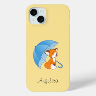 Cute Sleepy Little Fox under Umbrella iPhone 15 Mini Case
