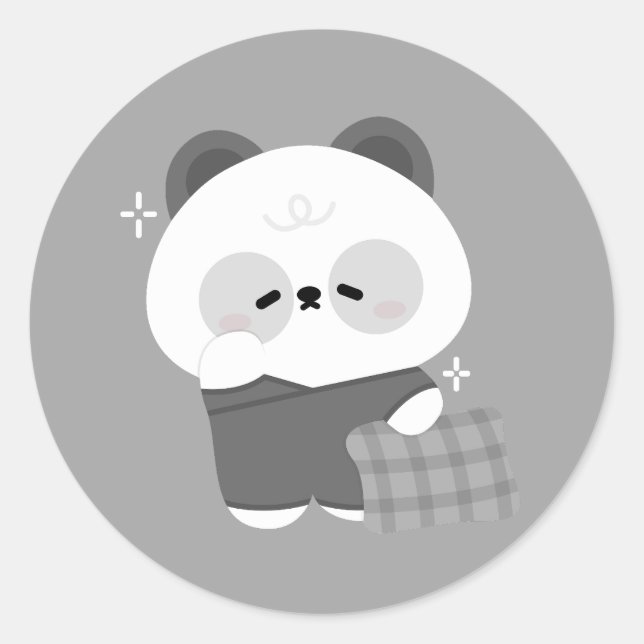 Cute Sleepy Panda Classic Round Sticker (Front)