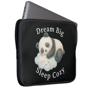 Cute Sleepy Panda on Cloud Watercolor Laptop Sleeve