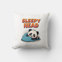 Cute Sleepy Panda “Sleepy Head” Throw Pillow