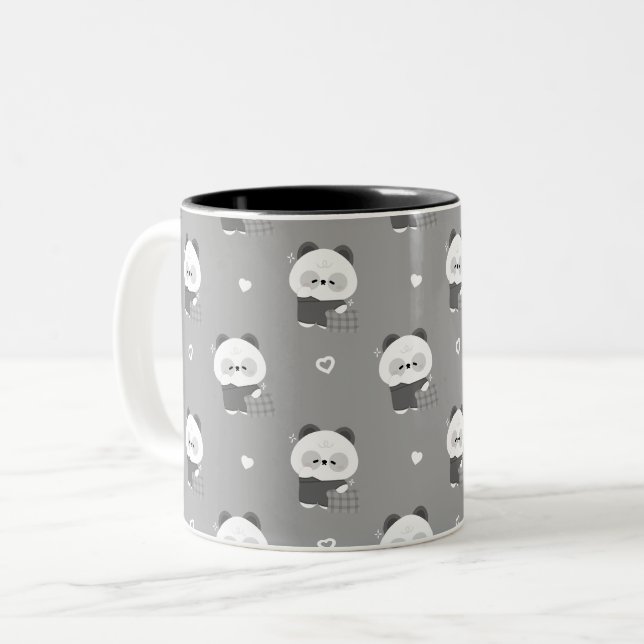 Cute Sleepy Panda  Two-Tone Coffee Mug (Front Left)