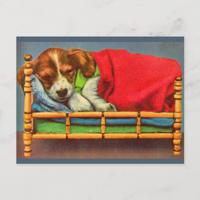 cute sleepy puppy postcard (Front)