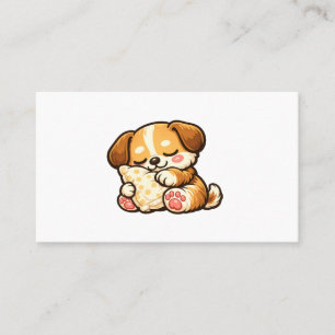 Cute Sleepy Puppy with Pillow Business Card