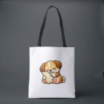 Cute Sleepy Puppy with Pillow Tote Bag<br><div class="desc">Adorable kawaii puppy cuddling a cozy pillow. Perfect cute design for dog lovers and cozy vibes.</div>
