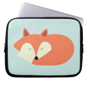 Cute Sleepy Red Fox Laptop Sleeve