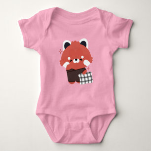 Cute Sleepy Red Panda Baby Bodysuit