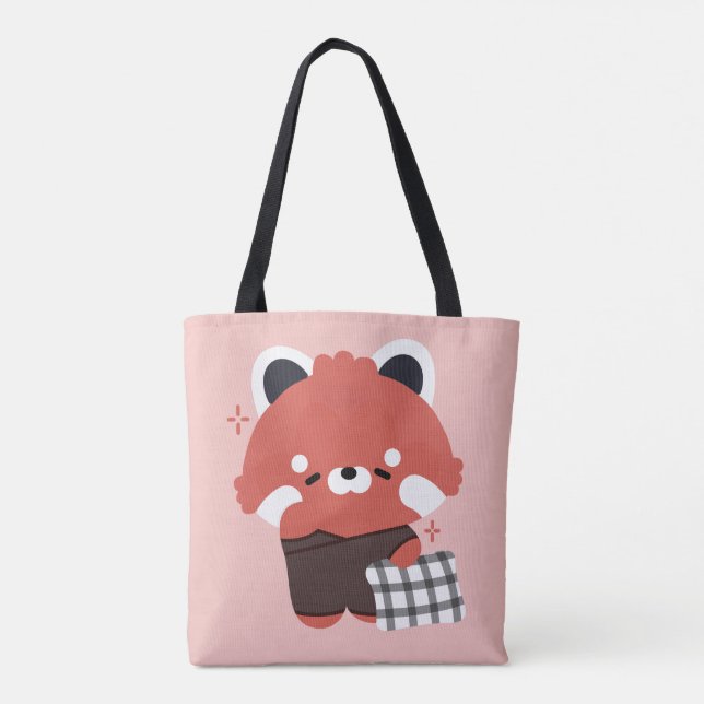 Cute Sleepy Red Panda Tote Bag (Back)