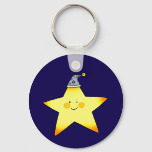 Cute Sleepy Star Cartoon Illustration Keychain
