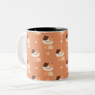 Cute Sleepy Tortie Cat Two-Tone Coffee Mug