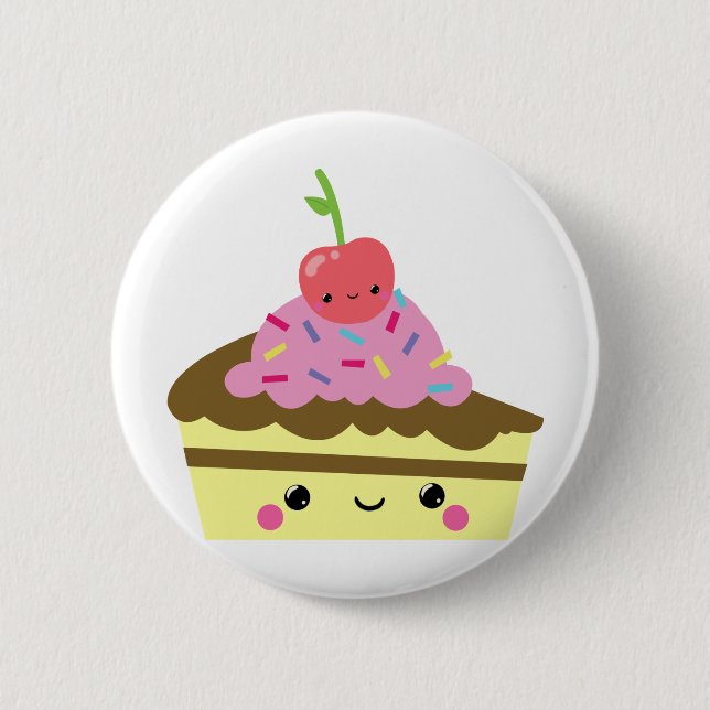 Cute Slice of Kawaii Ice Cream Cake 2 Inch Round Button (Front)