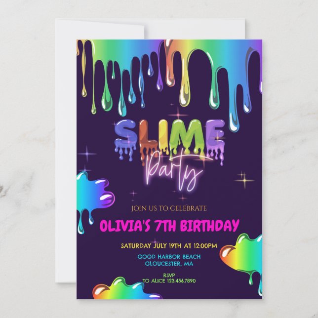 Cute Slime Birthday  Invitation (Front)
