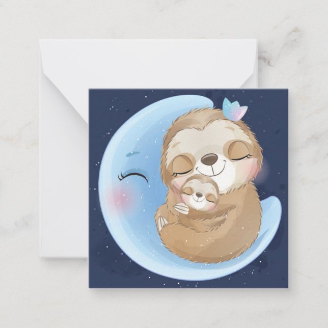 Cute Sloth And Baby Card (Front)