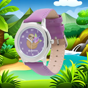 Cute sloth and flower girls watch