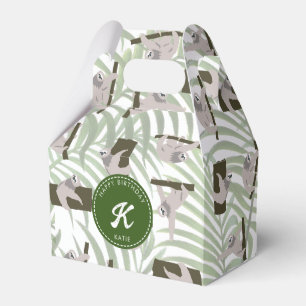 Cute Sloth Animal Pattern in Wild Forest Birthday Favor Box