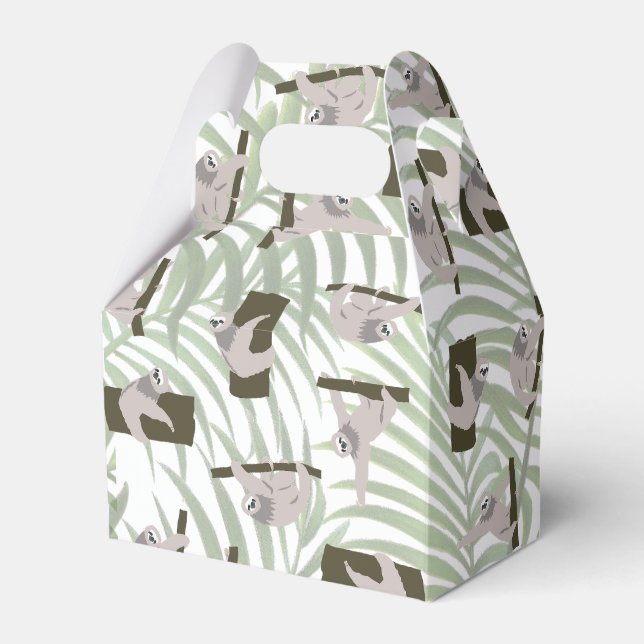 Cute Sloth Animal Pattern in Wild Forest Favor Box (Front Side)