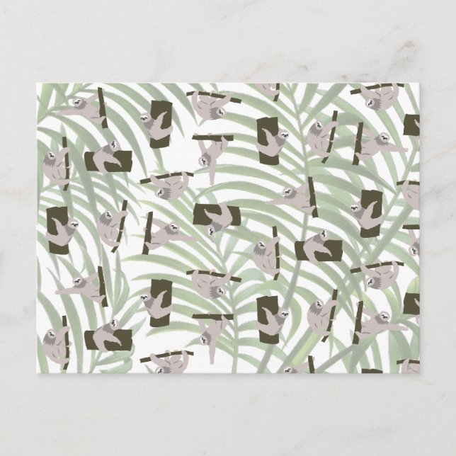 Cute Sloth Animal Pattern in Wild Forest Holiday Postcard (Front)